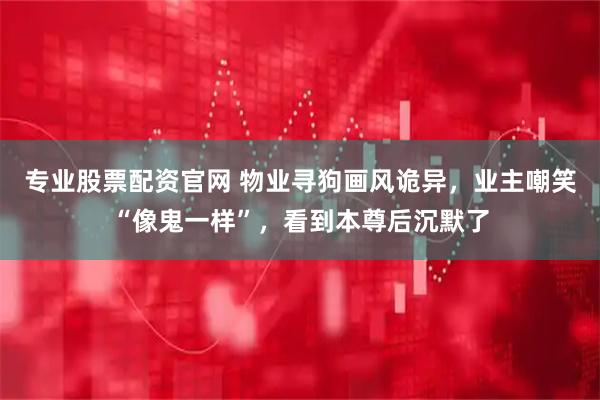 专业股票配资官网 物业寻狗画风诡异，业主嘲笑“像鬼一样”，看到本尊后沉默了